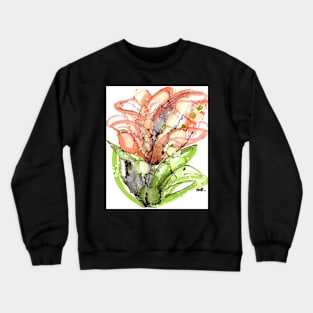 Orange Lilly Abstract Art Floral Painting Crewneck Sweatshirt